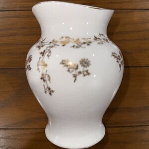 Homer Laughlin Antique HTF White Brush Jar / Vase Holder DUCHESS w/ Gold Daisies